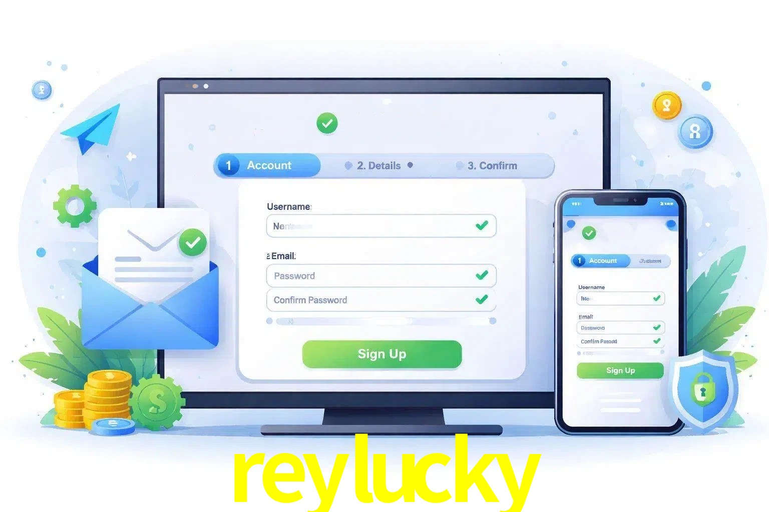 Registro de nuevo usuario y configuración de cuenta reylucky